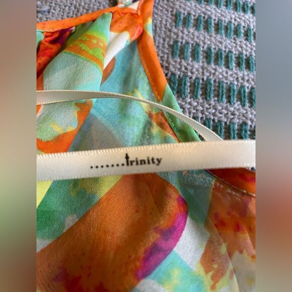 Trinity, Multi Colored Sheer Layered Ruffle Tank w/adjustable Straps - Picture 7 of 8